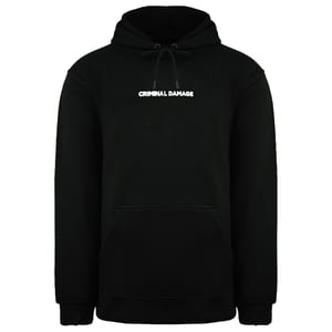 Daño criminal en todo el mundo sudadera con capucha negra para hombres