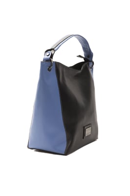 Bolso de Hombro de Cuero Negro Donatella Pompei para Mujer