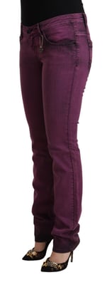 Jeans de mezclilla elásticos de algodón púrpura de corte slim fit para mujer de Costume National