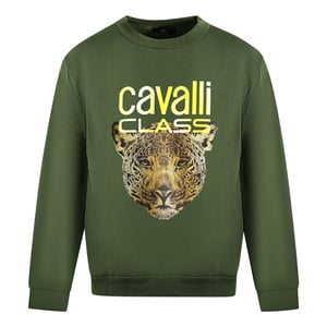 Jersey Oliva con Logo de Leopardo de Cavalli Class