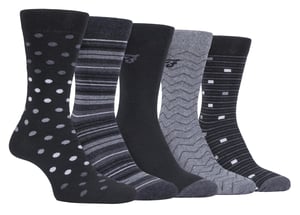 Farah - Paquete de 5 calcetines de algodón para hombre, finos, transpirables y con diseño de lunares - FCS273BLKCHA (Lunares)