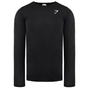 Gymshark manga larga tripulación para hombre negro top vital