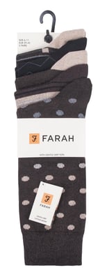 Farah - Paquete de 5 calcetines de algodón para hombre, finos, transpirables y con diseño de lunares - FCS273BRNGRY (Lunares)