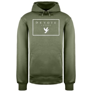 Devoto London para hombre oliva/sudadera con capucha blanca