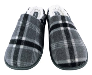 Dunlop - Hombre cálido forro polar Slip on Mule cuadros a cuadros Zapatillas de casa