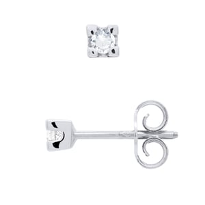 Pendientes de tachuelas de diamantes 0.10 cts de oro blanco