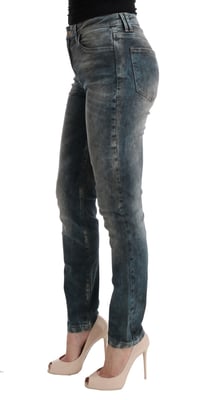Jeans de mezcla de algodón lavado azul Cavalli de corte slim