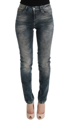Jeans de mezcla de algodón lavado azul Cavalli de corte slim