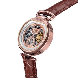 Reloj automático Heritor Lincoln con correa de cuero y esqueleto y fase lunar