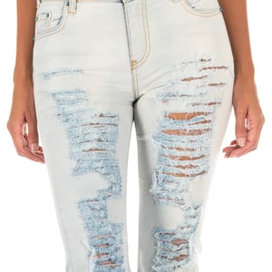 Pantalon Tejano Largo con corte del bajo recto 10DB50255 mujer