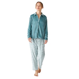 Pijama de botones manga larga terciopelo JJBEP1001 mujer