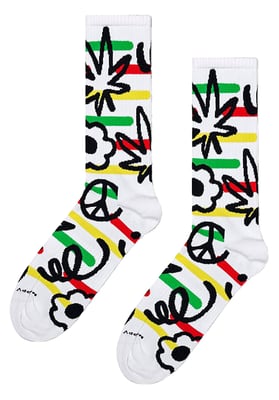 Calcetines Doodle | Calcetines Alegres | Calcetines Doodle Dorados - Blanco