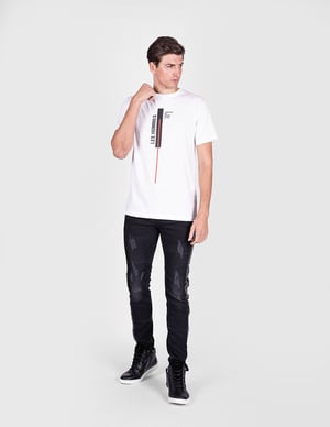 Camiseta Les Hommes Línea Vertical Hombre Blanco