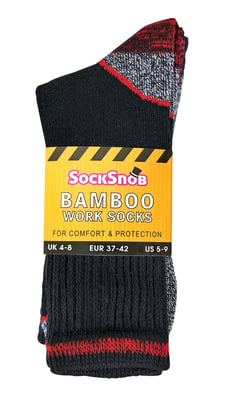 Calcetines de trabajo de bambú transpirables y resistentes para hombre para botas con puntera de acero