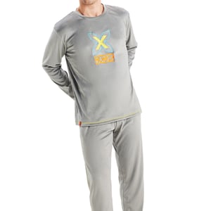 Pijama manga larga cuello redondo terciopelo MU3 hombre