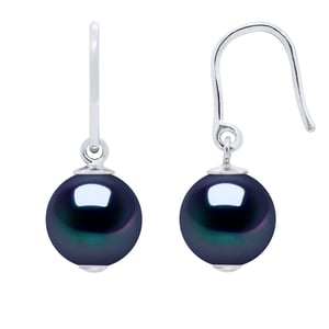 Pendientes Ganchos de agua dulce Ronda 8-9 mm White 925