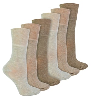 IOMI - 6 Pack Calcetines Diabéticos de Bambú para Mujer - Beige