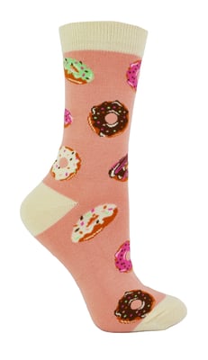 Miss Sparrow - Calcetines de Bambú para Mujer | Novedosos Calcetines de Rayas y Lunares | Suaves y Transpirables | Regalos para Ella - Donuts (Rosa)
