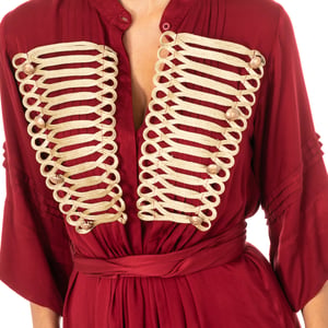 Vestido mangas anchas 3/4 con cuello estilo mao LWDG30 mujer