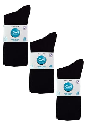 IOMI - Paquete de 6 Calcetines Diabéticos de Bambú para Hombre - Negro