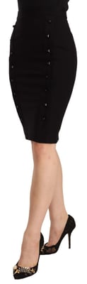 Falda de corte lápiz negro de cintura alta de viscosa para mujer GF Ferre, hasta la rodilla