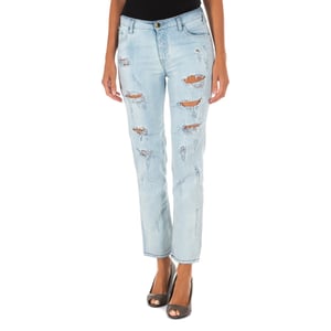 Pantalon Tejano Largo con corte del bajo recto 10DB50255 mujer