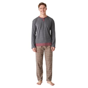 Pijama de algodón manga larga cuello medio JJBEP5902 hombre