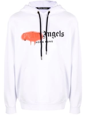 Sudadera con capucha Palm Angels Red Spray Hong Kong Blanco