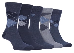 Farah - Paquete de 5 calcetines de algodón para hombre, finos, transpirables y con diseño de argyle - FCS270DENTEL (Argyle)