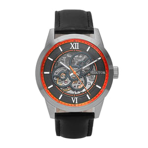 Reloj automático Heritor Jonas con correa de cuero y esqueleto