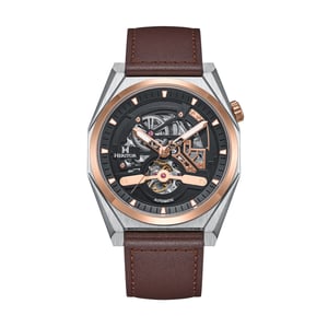 Reloj automático Heritor Amadeus semiesqueleto con correa de cuero