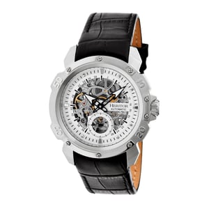 Reloj automático Heritor Conrad esqueleto con correa de cuero