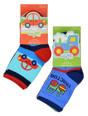Calcetines de algodón para niños con diseño de coches y camiones | Paquete de 6 pares | Snob | Calcetines para niños - Cars