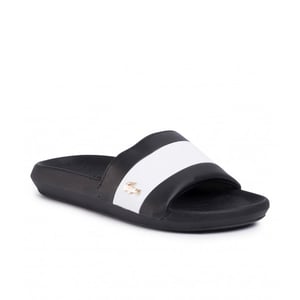 Lacoste Croco Slide 120 3 Sliders negros para mujeres