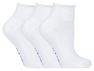 IOMI - Calcetines de algodón acolchados para diabéticos de 3 pares para pies y piernas hinchados - Blanco