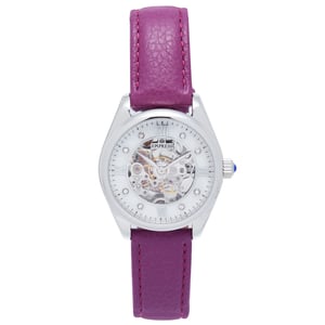 Reloj automático Empress Magnolia MOP con esfera esquelética y correa de cuero