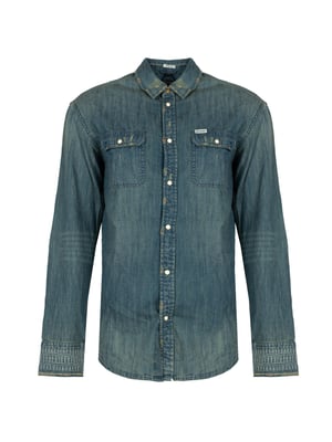 Guess Camisa del hombre azul, verde