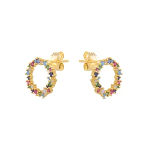 Pendientes Luxenter  de Plata de Ley 925 con Circonita Multicolor acabados en oro amarillo de 18K - Thilak