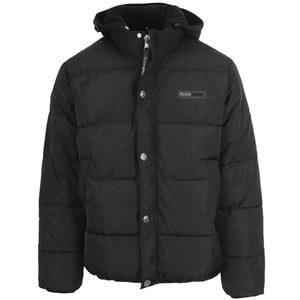Chaqueta negra acolchada con logo llamativo de Plein Sport