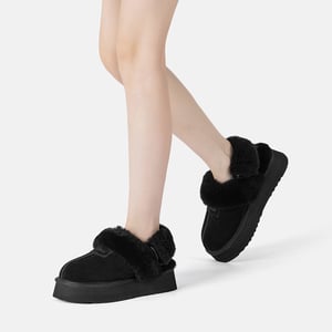 EVER AU Mujer Pantuflas De Piel Con Dos Correas Removibles - Fantail