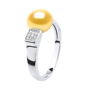 Joyería de perlas de agua dulce ajustable de anillo 9-10 mm dorado 925