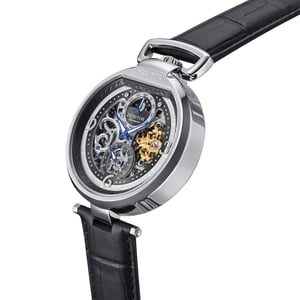 Reloj automático Heritor Lincoln con correa de cuero y esqueleto y fase lunar