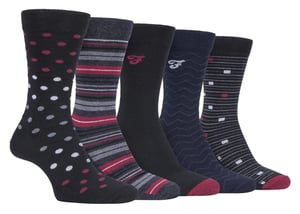 Farah - Paquete de 5 calcetines de algodón para hombre, finos, transpirables y con diseño de lunares - FCS273BLKBER (Lunares)
