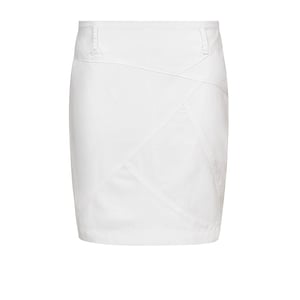 Falda de Gabardina Blanca con Costuras Decorativas