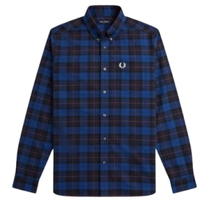Camisa de tartán azul marino de manga larga de Fred Perry