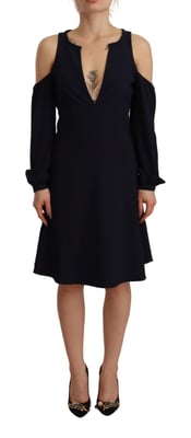 Vestido A-line de mangas largas y hombros descubiertos en negro para mujer Twinset