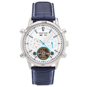 Reloj automático Heritor Wilhelm semiesqueleto con correa de cuero y día/fecha