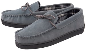 DUNLOP - Mocasines de piel de ante con forro polar para hombre (12, Gris)
