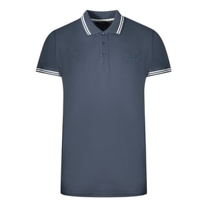 Polo Azul Marino con Cuello Bicolor Cavalli Class