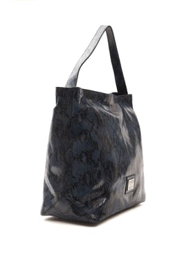 Bolso de Hombro de Cuero Azul Donatella de Pompei para Mujer